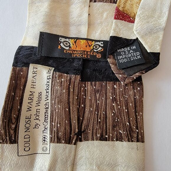 Endangered Species Tie "Cold Nose, Warm Heart by John Weiss" 100% Imported Silk - Picture 4 of 4